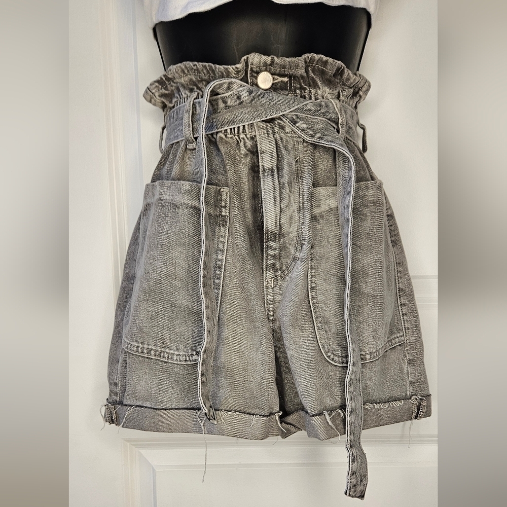 Zara black denim paper Bag Shorts